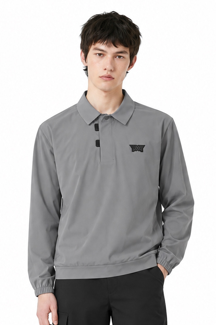 MEN WOVEN COLLAR LONG SLEEVE PKFPM210713 D/GREY 상품 이미지0