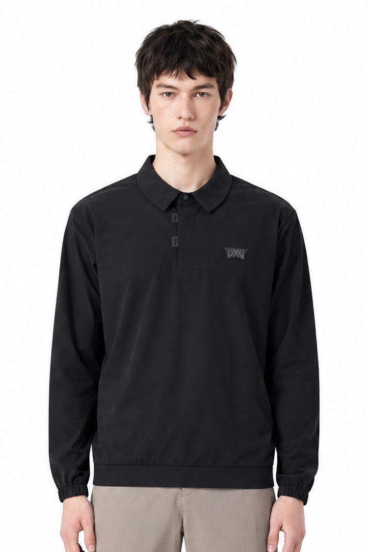 MEN WOVEN COLLAR LONG SLEEVE PKFPM210721 BLACK 상품 이미지0