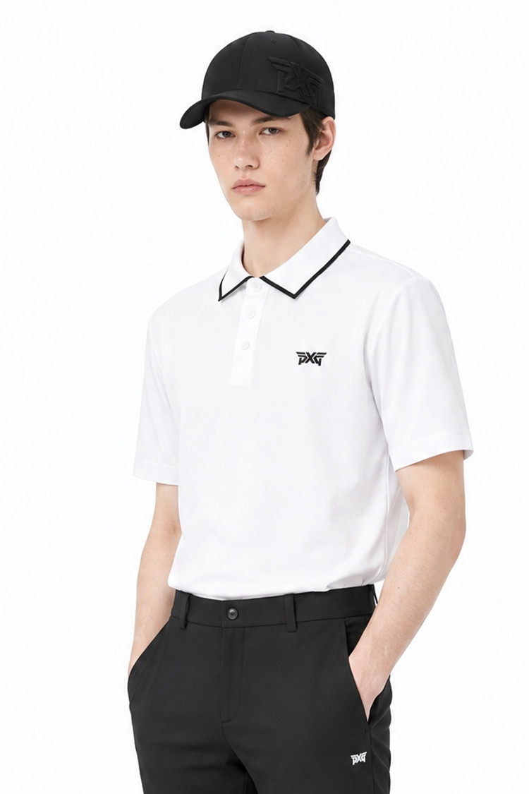 MEN ONE POINT COLLAR SHORT SLEEVE PKFPM220201 WHITE 상품 이미지 1