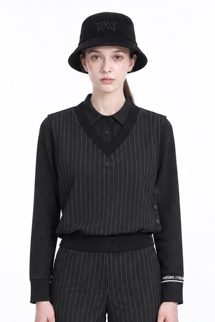 WOMEN STRIPED VEST PKFPW130321 BLACK 상품 이미지0