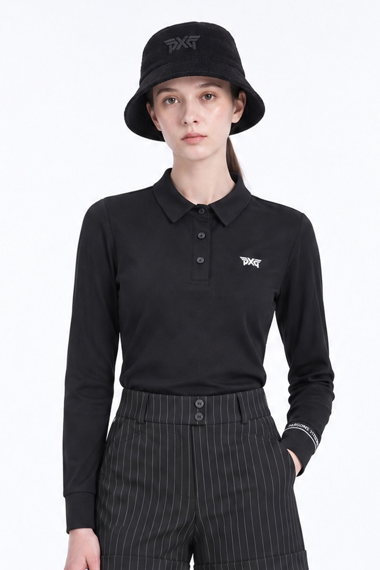 WOMEN BASIC COLLAR LONG SLEEVE PKFPW210421 BLACK 상품 이미지 1