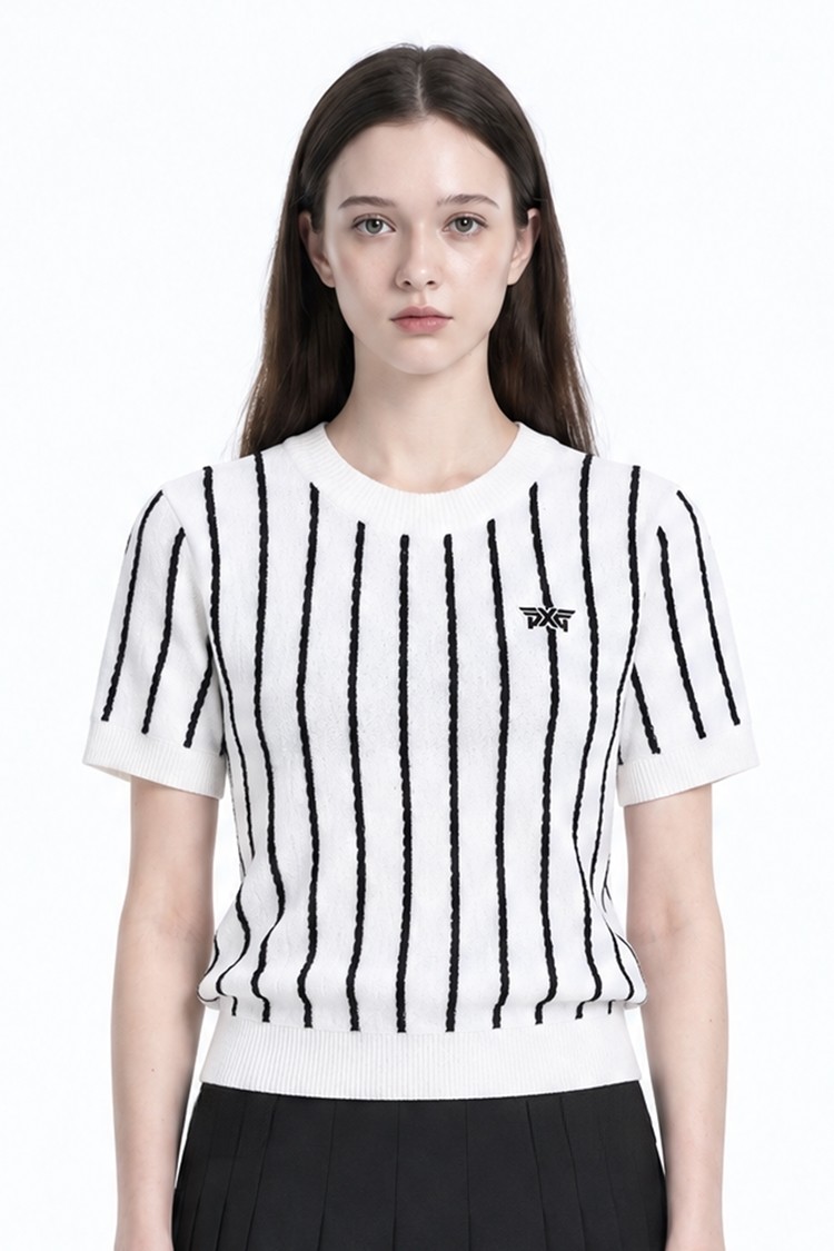 WOMEN SHORT-SLEEVE SWEATER PKFPW410101 WHITE 상품 이미지 1