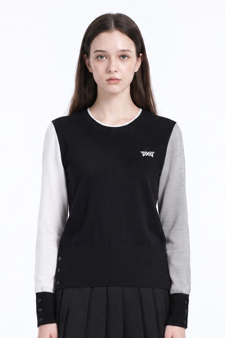 WOMEN TEXTURE MIX SWEATER PKFPW410421 BLACK 상품 이미지 1