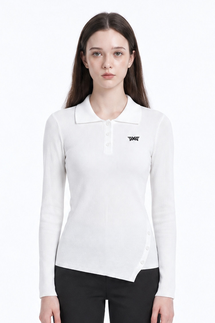 WOMEN RIBBED COLLAR SWEATER PKFPW410501 WHITE 상품 이미지 1