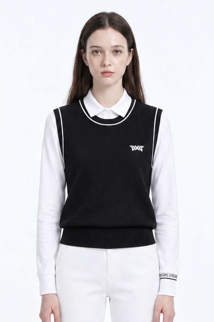 WOMEN BASIC SWEATER VEST PKFPW420321 BLACK 상품 이미지 1