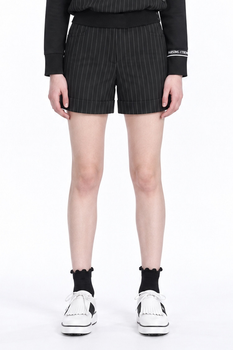 WOMEN STRIPED SHORTS PKFPW520121 BLACK 상품 이미지0
