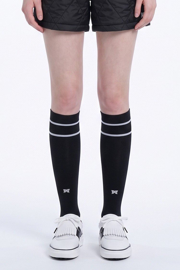 WOMEN STRIPE POINT KNEE SOCKS PKFPW880621 BLACK 상품 이미지 1