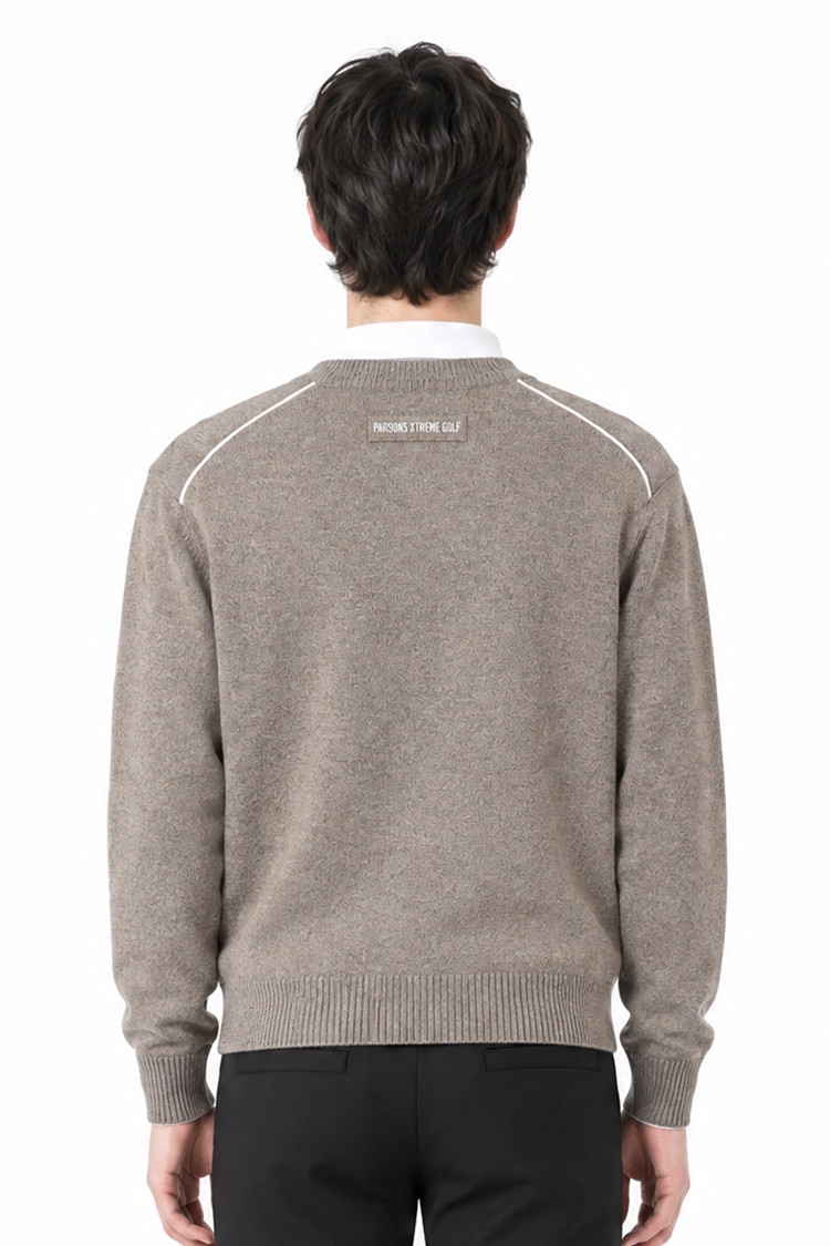MEN CASHMERE ROUND NECK SWEATER PKFCM410705 BEIGE 상품 이미지 1