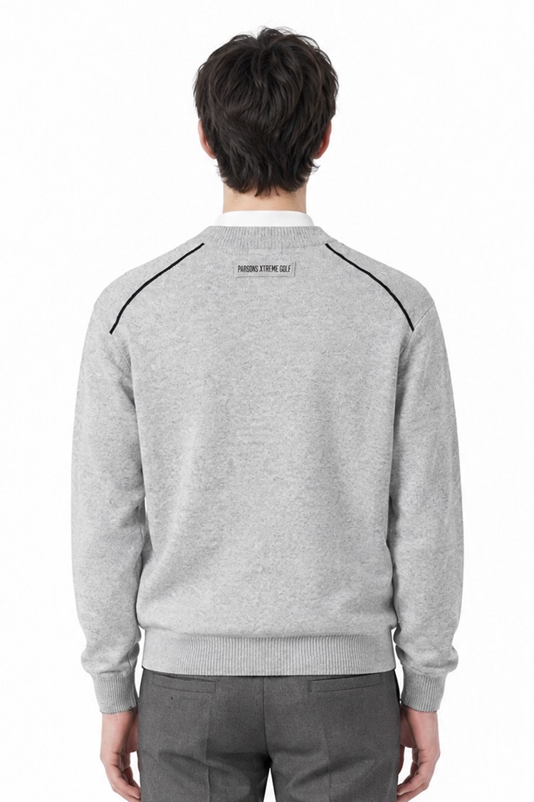 MEN CASHMERE ROUND NECK SWEATER PKFCM410711 L/GREY 상품 이미지 1