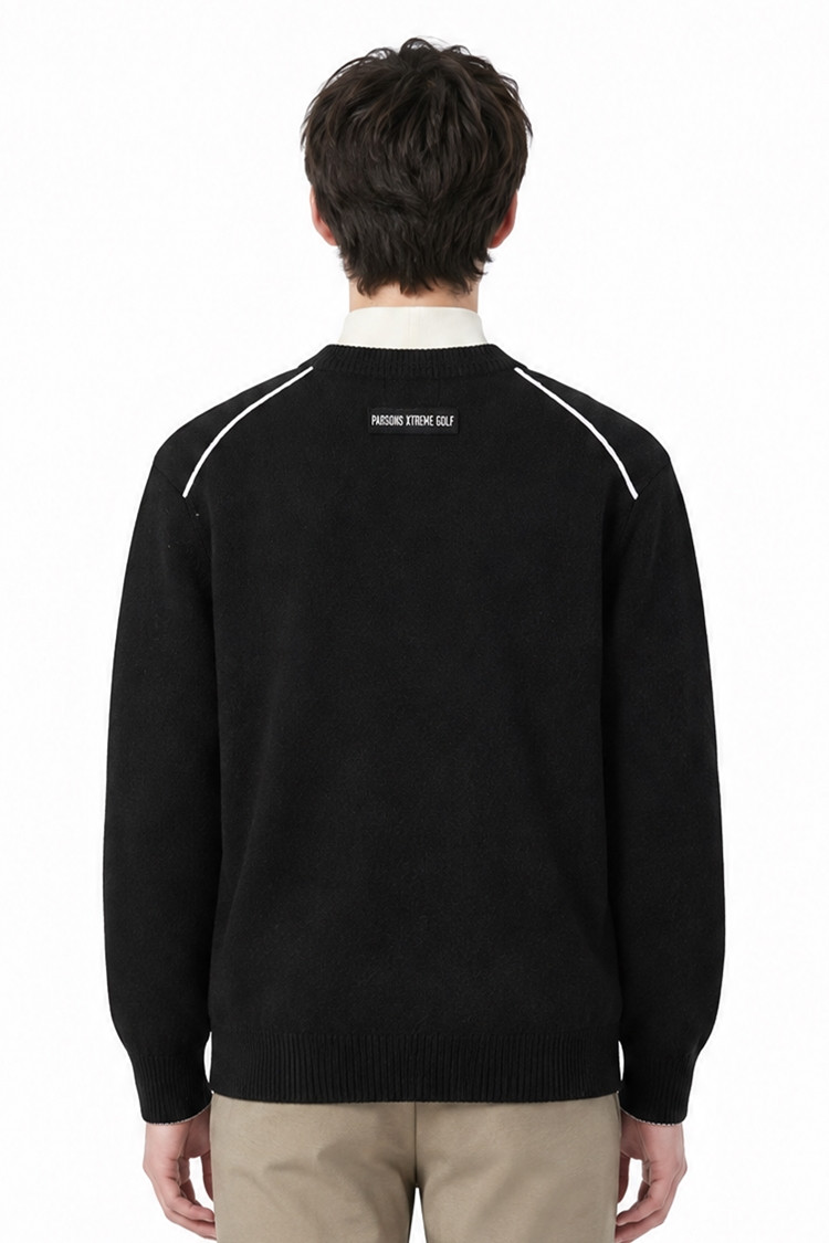 MEN CASHMERE ROUND NECK SWEATER PKFCM410721 BLACK 상품 이미지 1