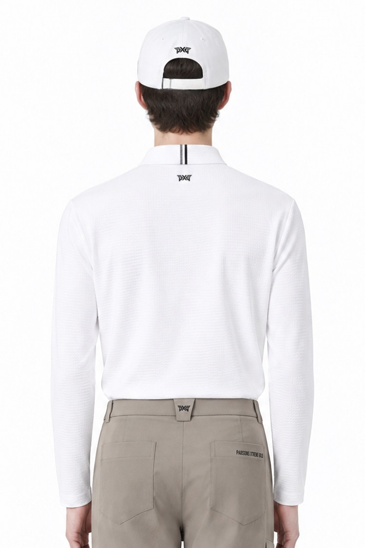 MEN TEXTURED COLLAR LONG SLEEVE PKFPM210501 WHITE 상품 이미지 1