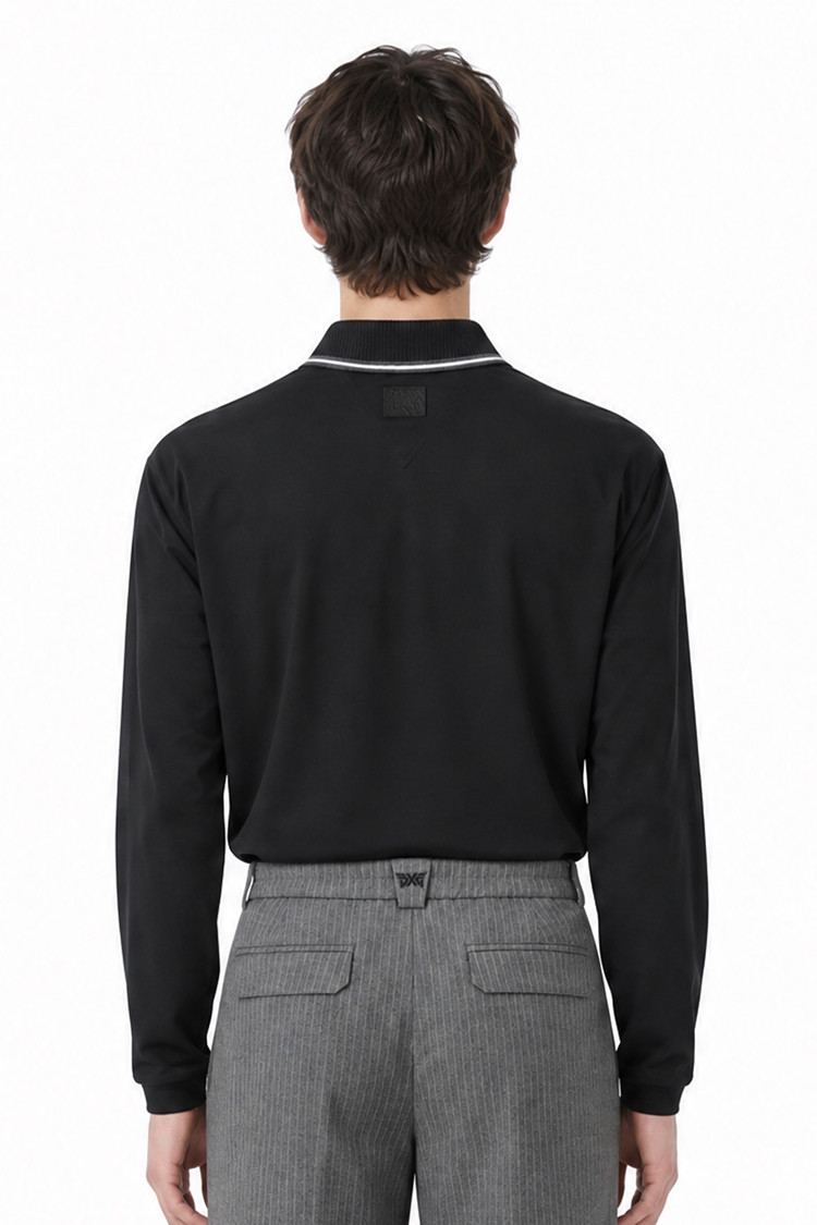 MEN KNITTED NECK COLLAR LONG SLEEVE PKFPM210921 BLACK 상품 이미지 1