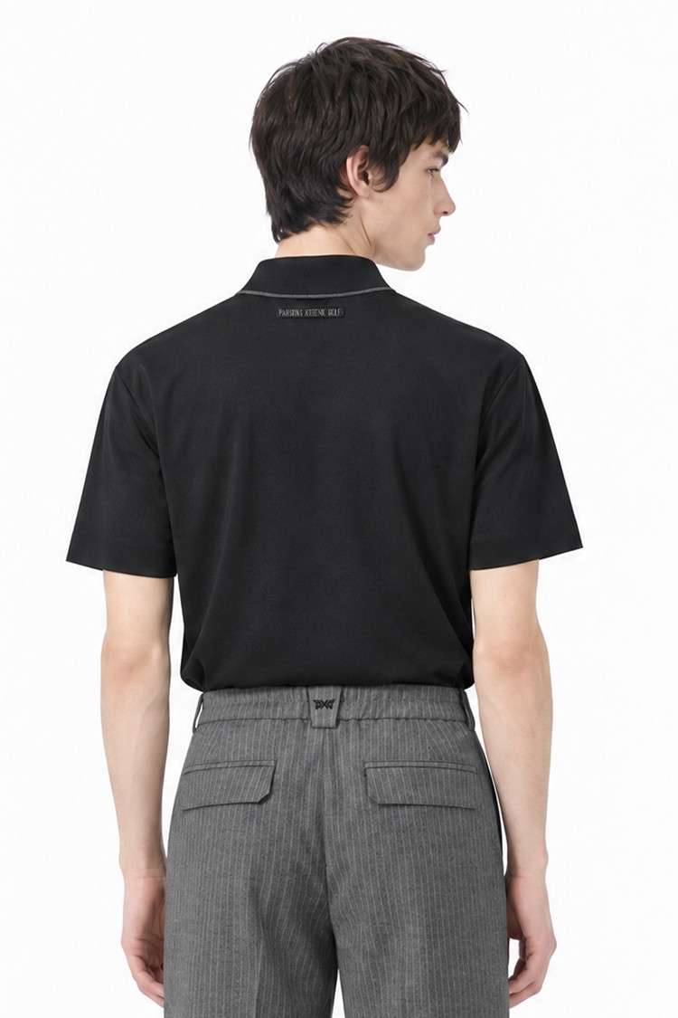 MEN ONE POINT COLLAR SHORT SLEEVE PKFPM220221 BLACK 상품 이미지 1