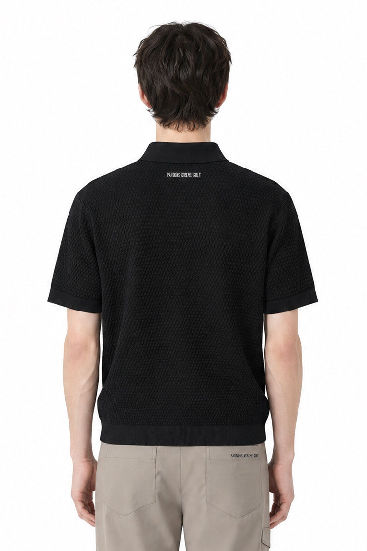 MEN TEXTURED SHORT-SLEEVED SWEATER PKFPM410221 BLACK 상품 이미지 1