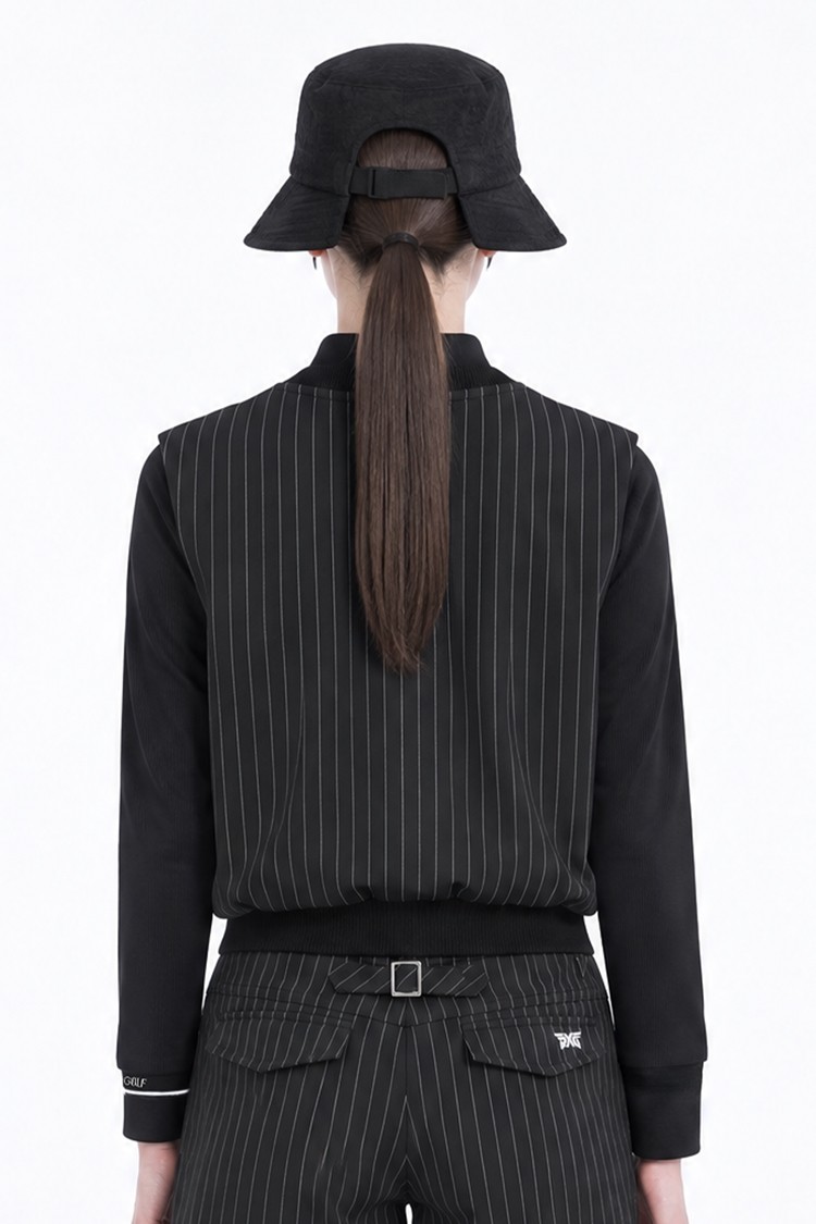 WOMEN STRIPED VEST PKFPW130321 BLACK 상품 이미지1