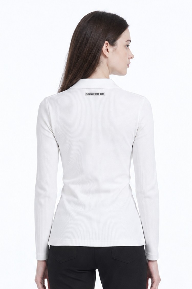 WOMEN RIBBED COLLAR SWEATER PKFPW410501 WHITE 상품 이미지 1