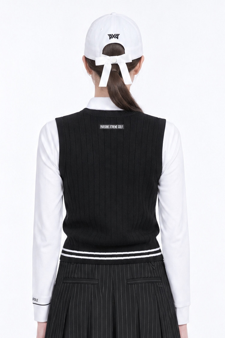 WOMEN OPEN FRONT KNIT VEST PKFPW420221 BLACK 상품 이미지 1