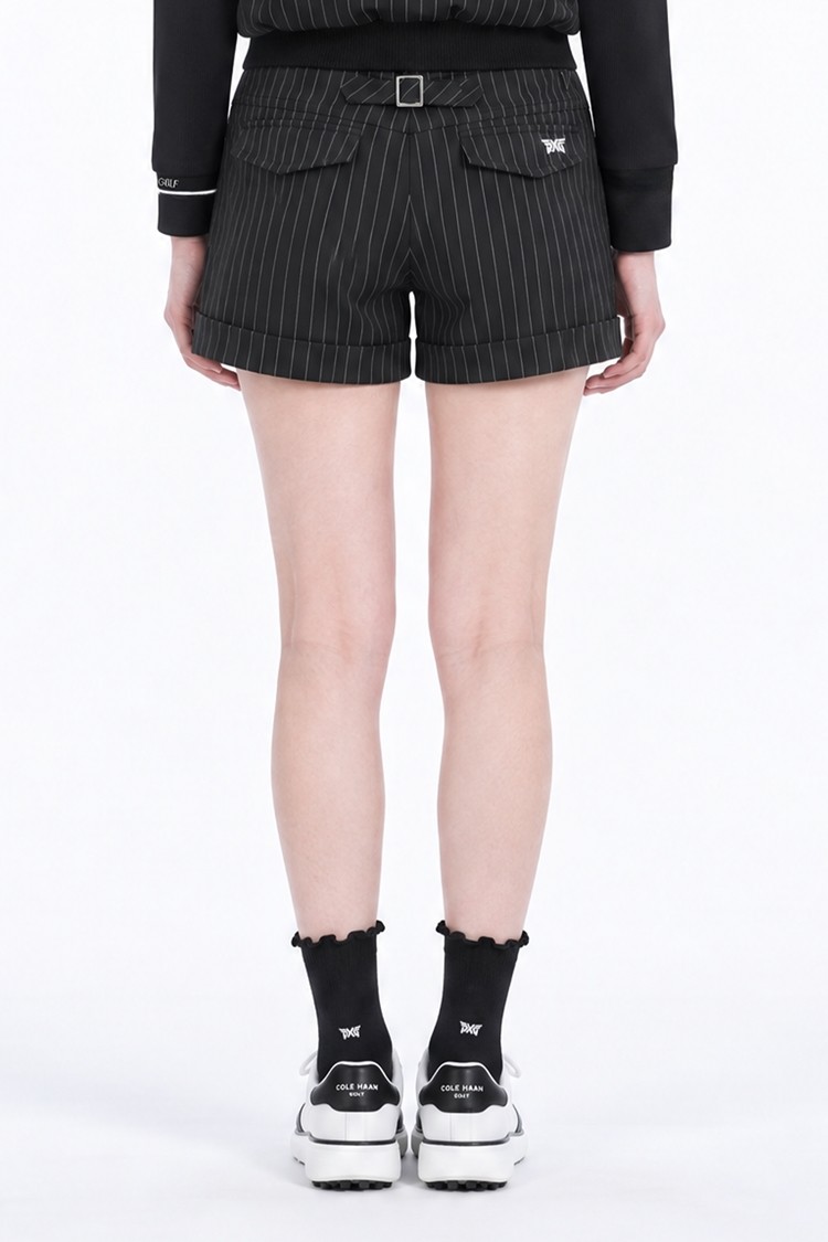 WOMEN STRIPED SHORTS PKFPW520121 BLACK 상품 이미지1