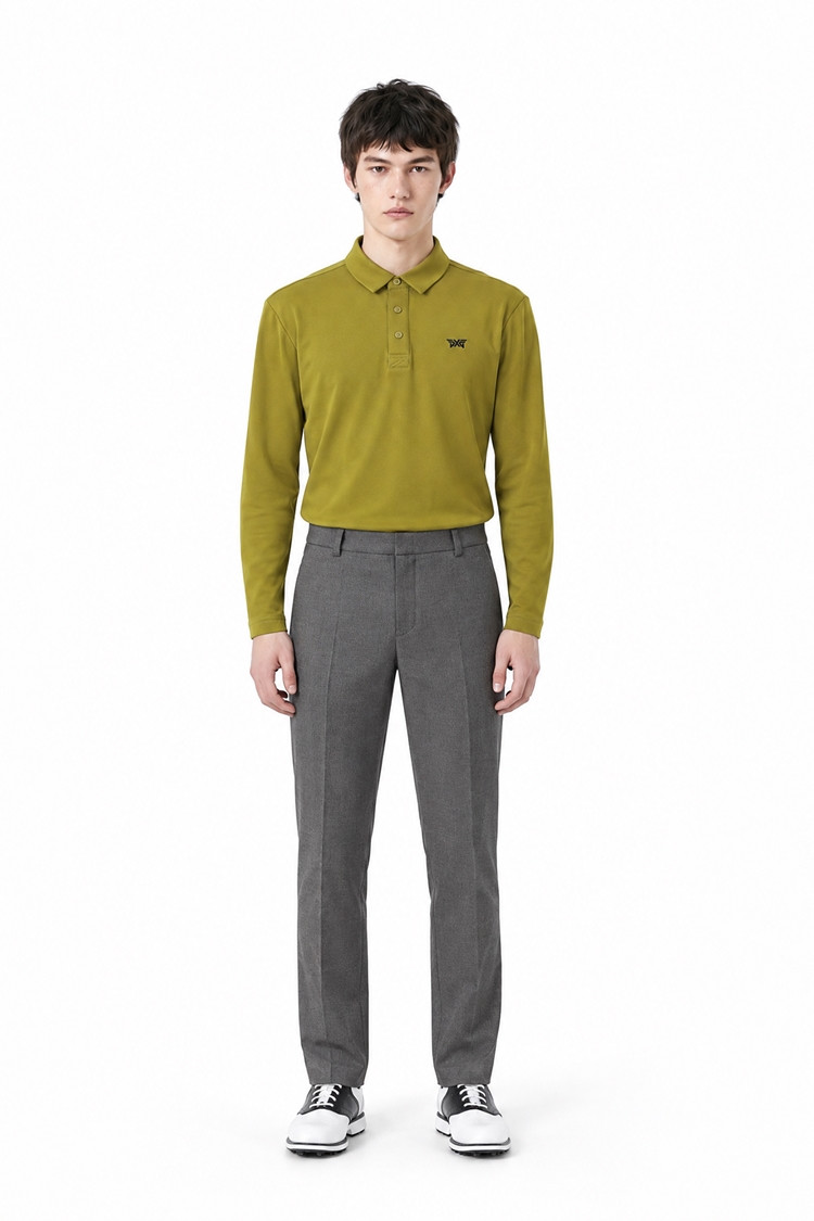MEN ESSENTITAL BRUSHED COLLAR LONG SLEEVE PKFCM211108 MOSS GREEN 상품 이미지 1