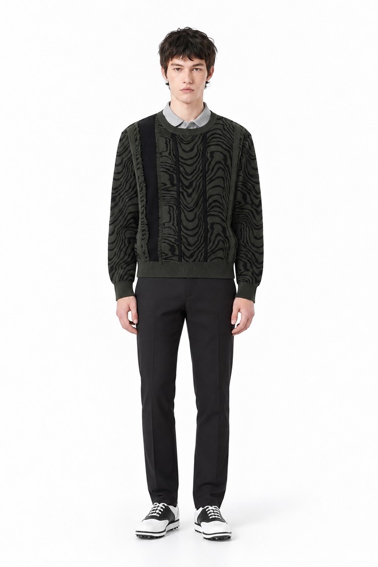 MEN DAMASCUS ROUND NECK SWEATER PKFCM410651 KHAKI 상품 이미지 1