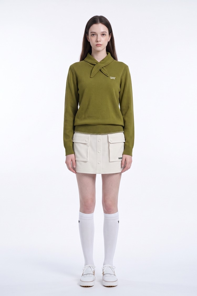 WOMEN CASHMERE SWEATER PKFCW410908 MOSS GREEN 상품 이미지 1