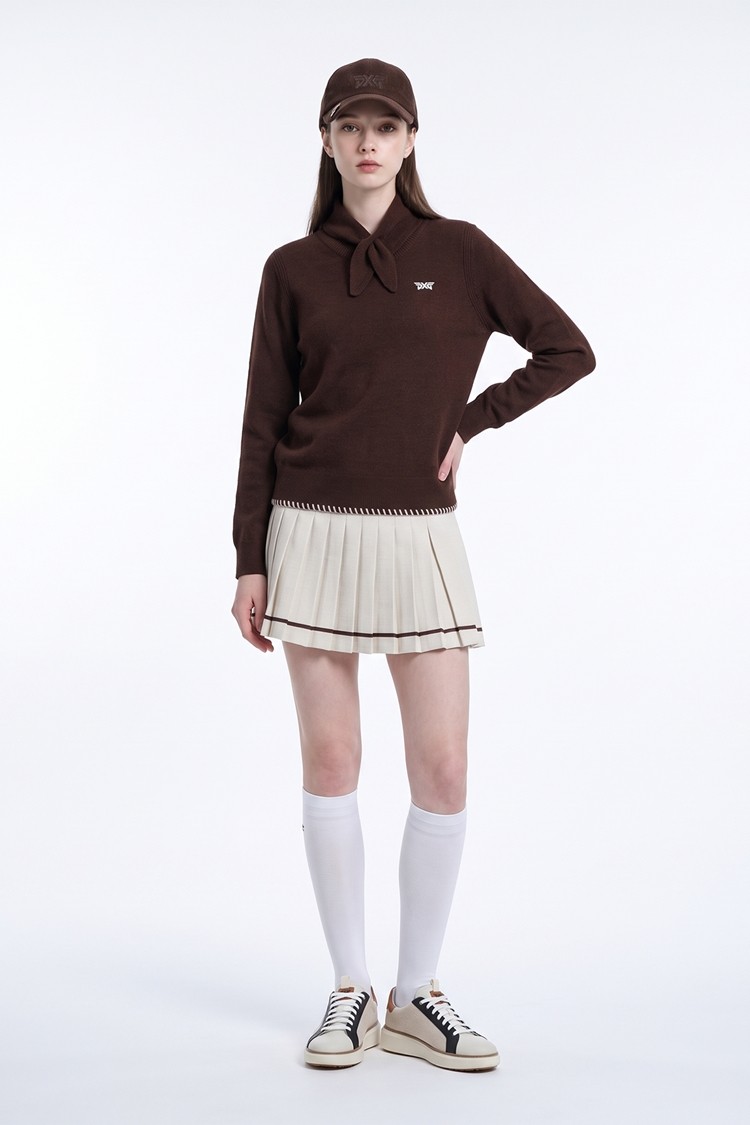 WOMEN CASHMERE SWEATER PKFCW410987 BROWN 상품 이미지 1