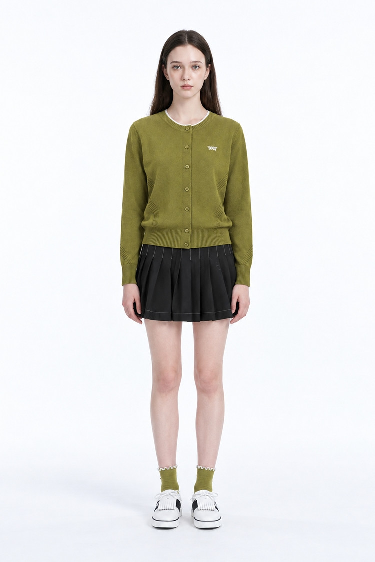 WOMEN CASHMERE CARDIGAN PKFCW430808 MOSS GREEN 상품 이미지 1