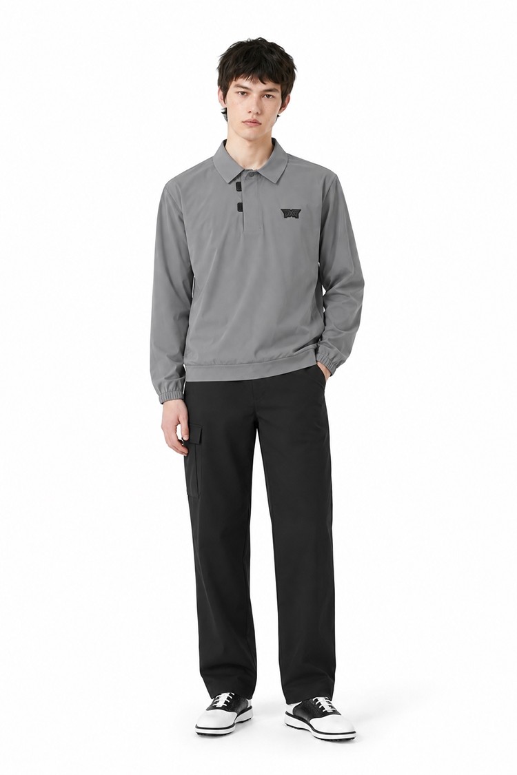 MEN WOVEN COLLAR LONG SLEEVE PKFPM210713 D/GREY 상품 이미지2
