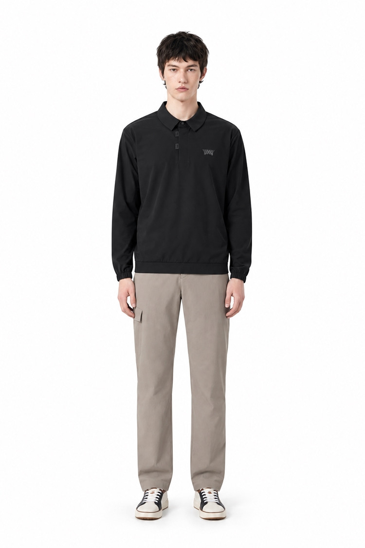 MEN WOVEN COLLAR LONG SLEEVE PKFPM210721 BLACK 상품 이미지2