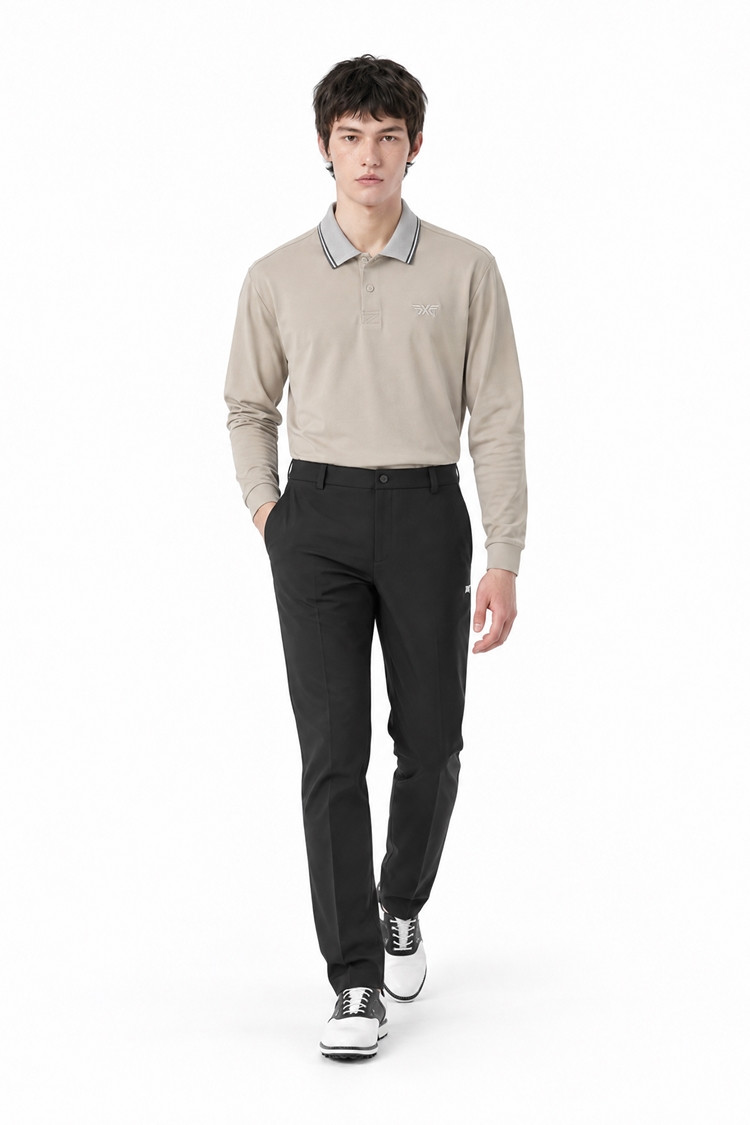 MEN KNITTED NECK COLLAR LONG SLEEVE PKFPM210905 BEIGE 상품 이미지 1