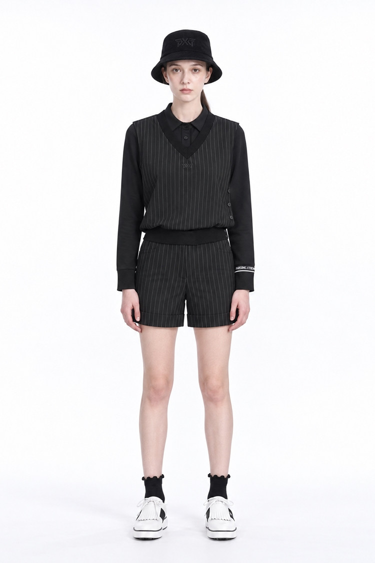 WOMEN STRIPED VEST PKFPW130321 BLACK 상품 이미지2