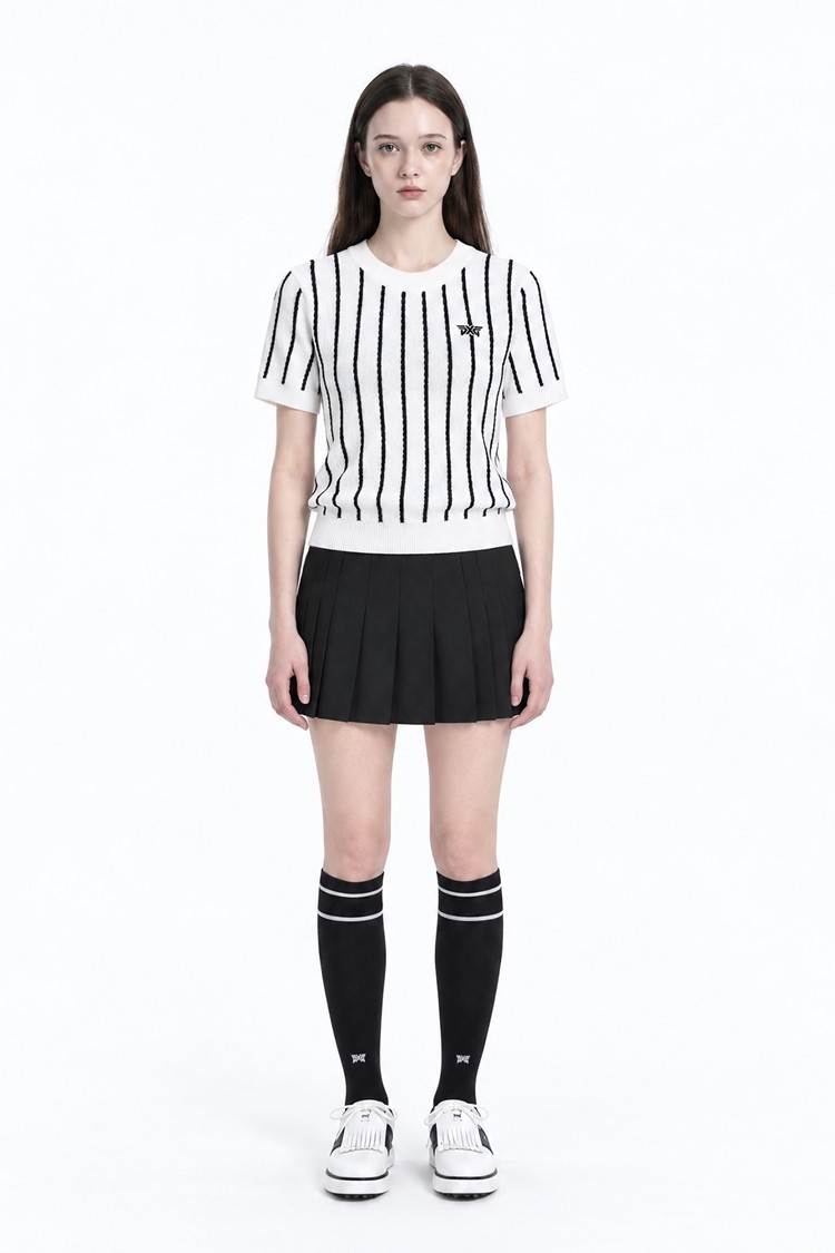 WOMEN SHORT-SLEEVE SWEATER PKFPW410101 WHITE 상품 이미지 1