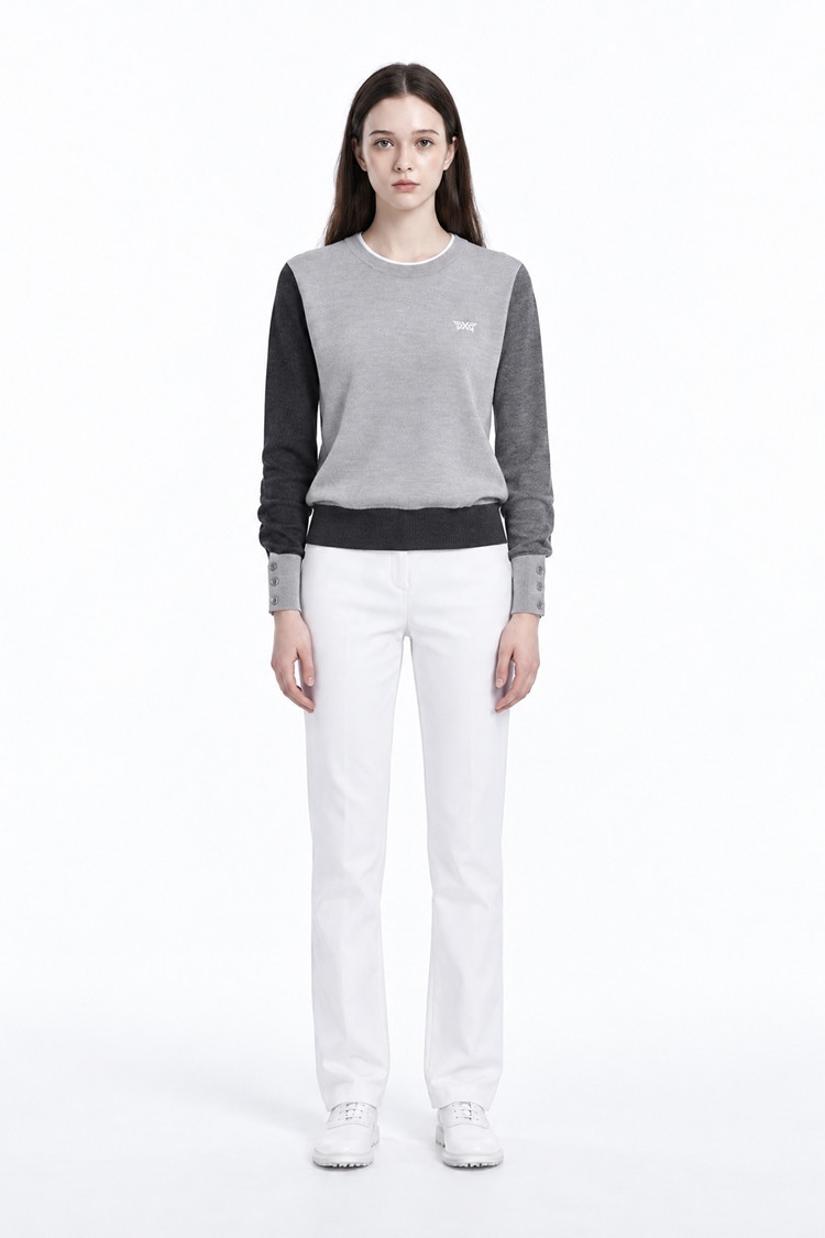 WOMEN TEXTURE MIX SWEATER PKFPW410412 M/GREY 상품 이미지 1