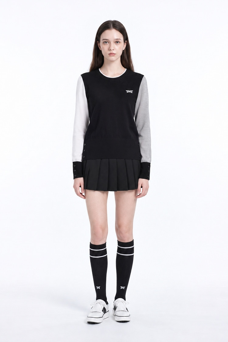 WOMEN TEXTURE MIX SWEATER PKFPW410421 BLACK 상품 이미지 1