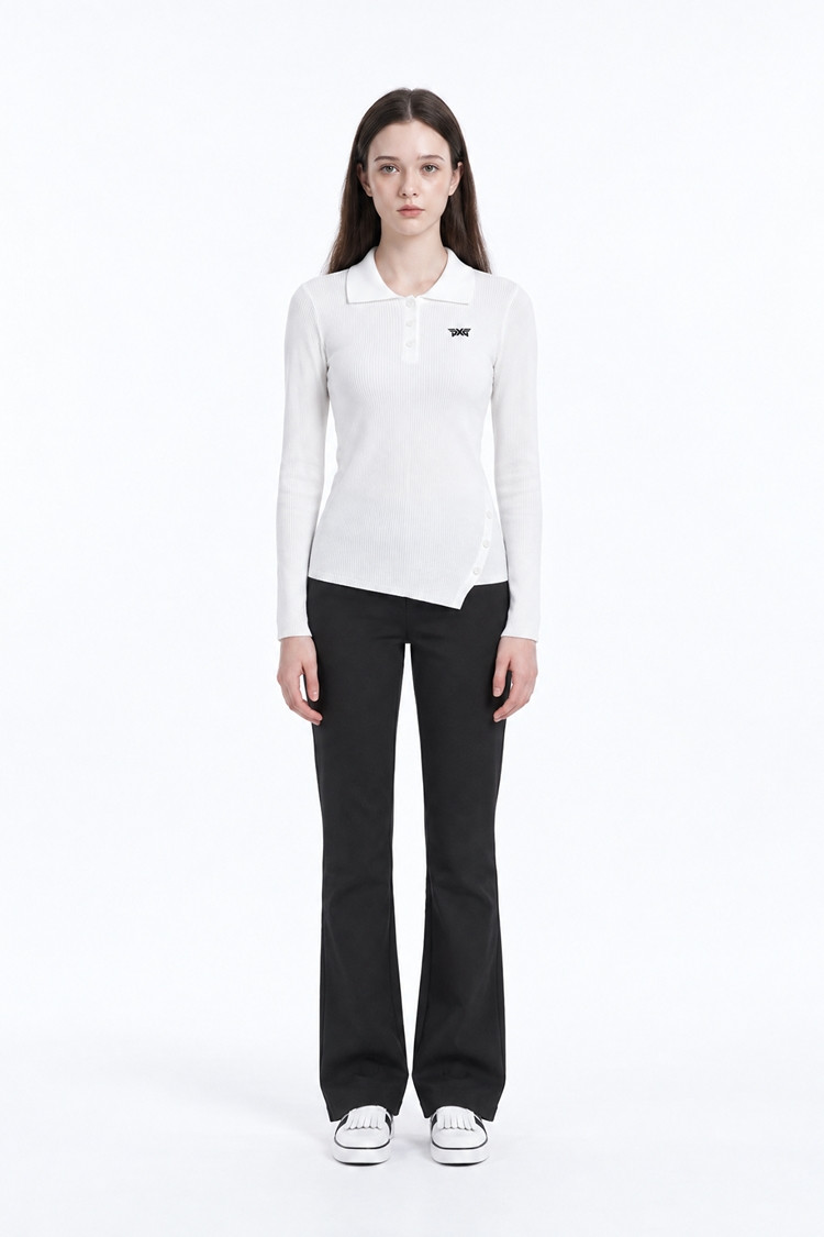 WOMEN RIBBED COLLAR SWEATER PKFPW410501 WHITE 상품 이미지 1