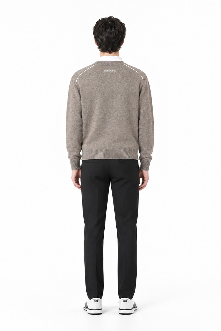 MEN CASHMERE ROUND NECK SWEATER PKFCM410705 BEIGE 상품 이미지 1