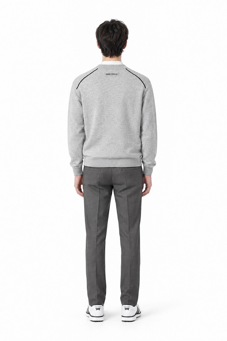 MEN CASHMERE ROUND NECK SWEATER PKFCM410711 L/GREY 상품 이미지 1