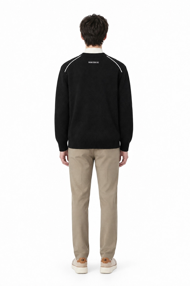 MEN CASHMERE ROUND NECK SWEATER PKFCM410721 BLACK 상품 이미지 1