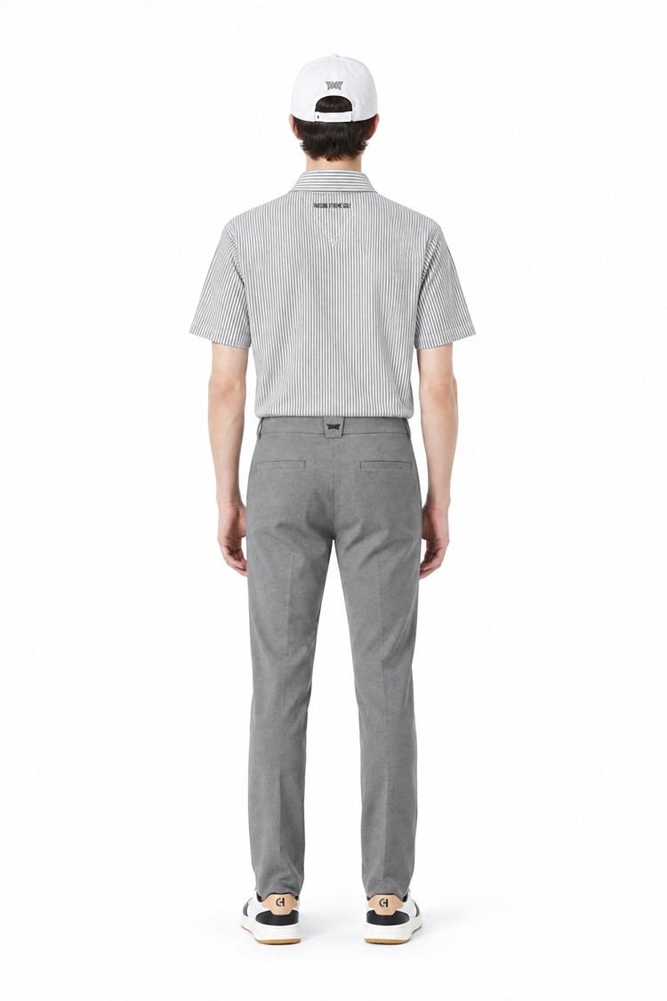 MEN STRIPE PATTERN COLLAR SHORT SLEEVE PKFPM220311 L/GREY 상품 이미지 1