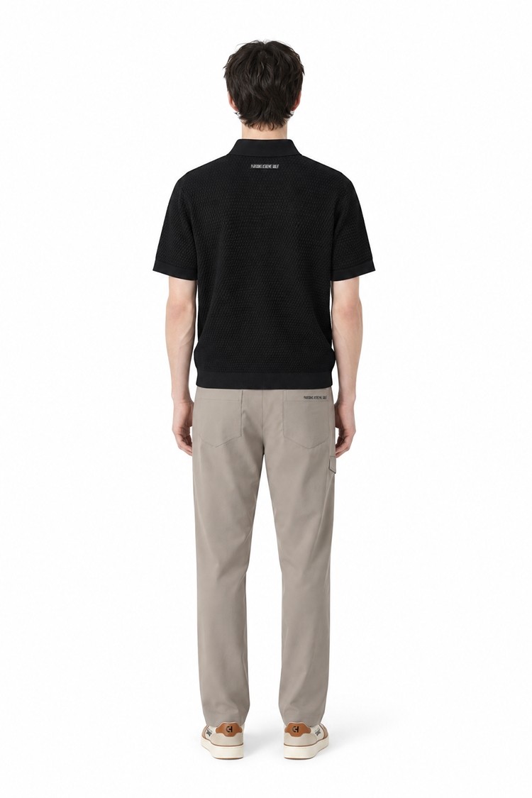 MEN TEXTURED SHORT-SLEEVED SWEATER PKFPM410221 BLACK 상품 이미지 1
