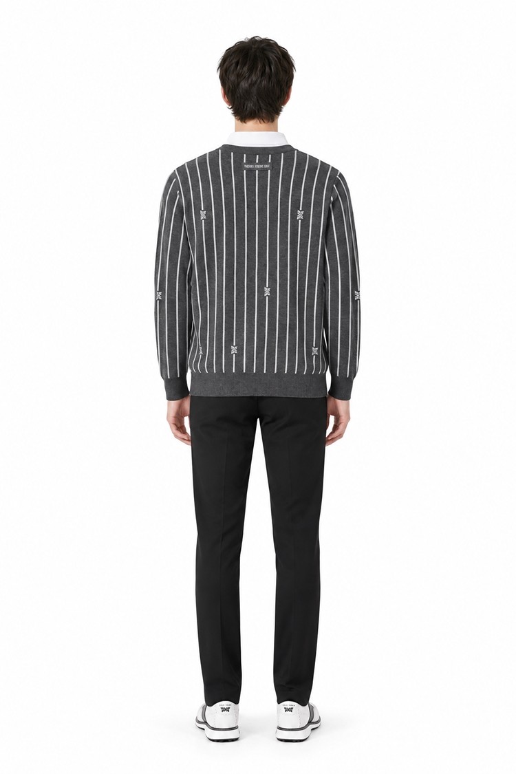 MEN STRIPE PATTERN COLLAR-LAYERED SWEATER PKFPM410512 M/GREY 상품 이미지 1
