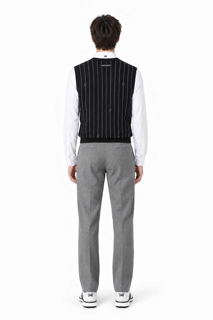 MEN STRIPE PATTERN SWEATER VEST PKFPM420321 BLACK 상품 이미지 1