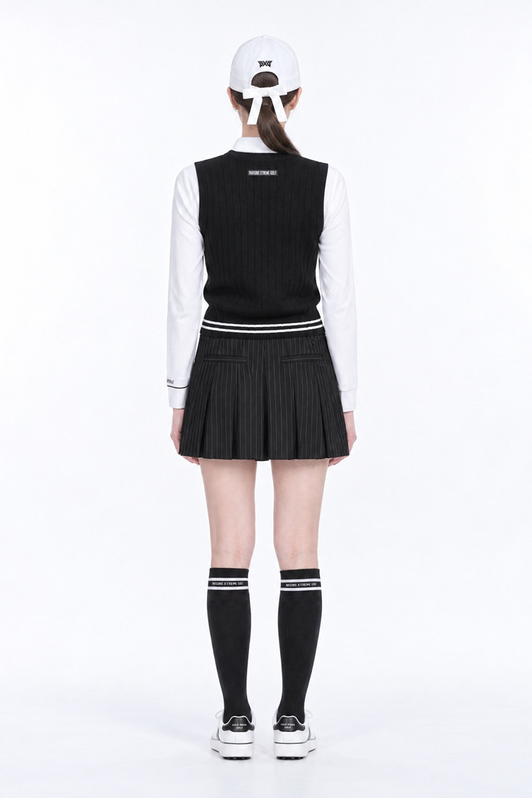 WOMEN OPEN FRONT KNIT VEST PKFPW420221 BLACK 상품 이미지 1
