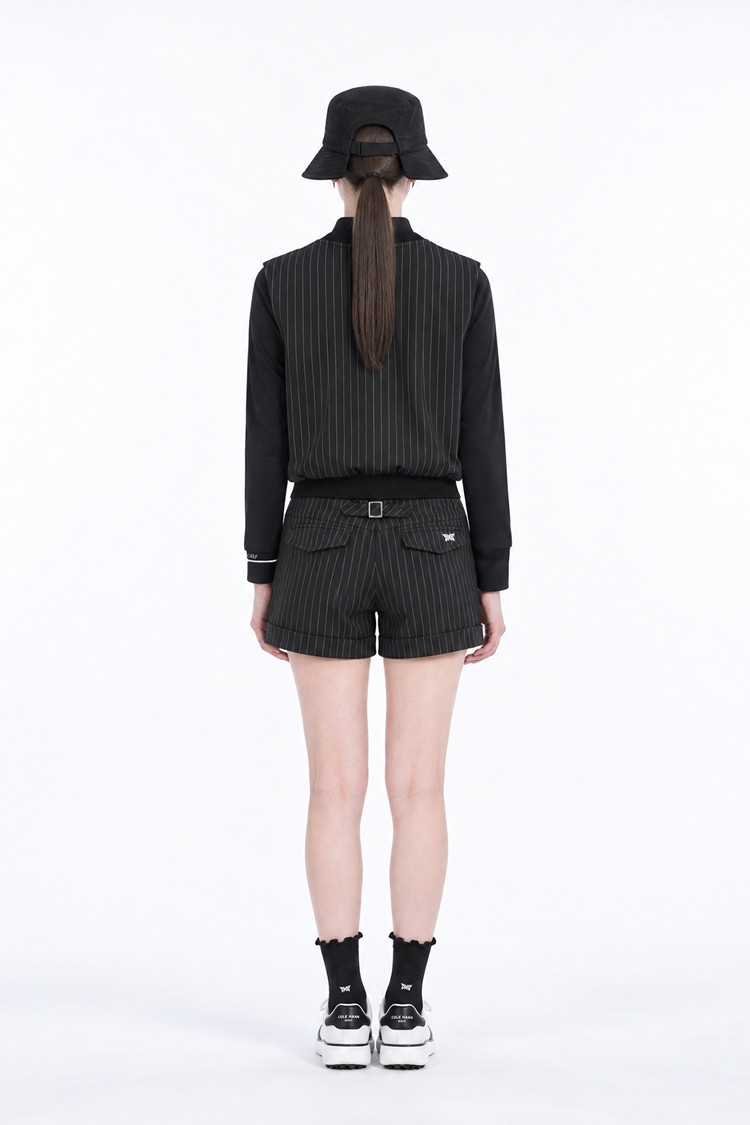 WOMEN STRIPED SHORTS PKFPW520121 BLACK 상품 이미지3