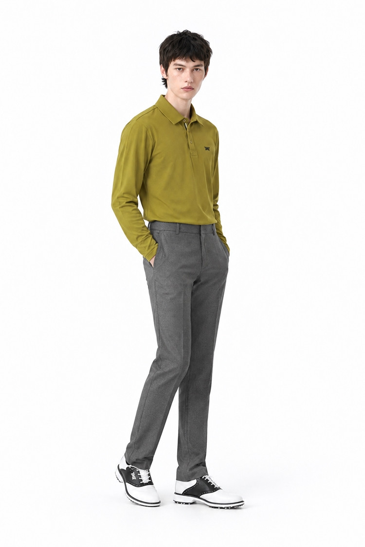 MEN ESSENTITAL BRUSHED COLLAR LONG SLEEVE PKFCM211108 MOSS GREEN 상품 이미지 1