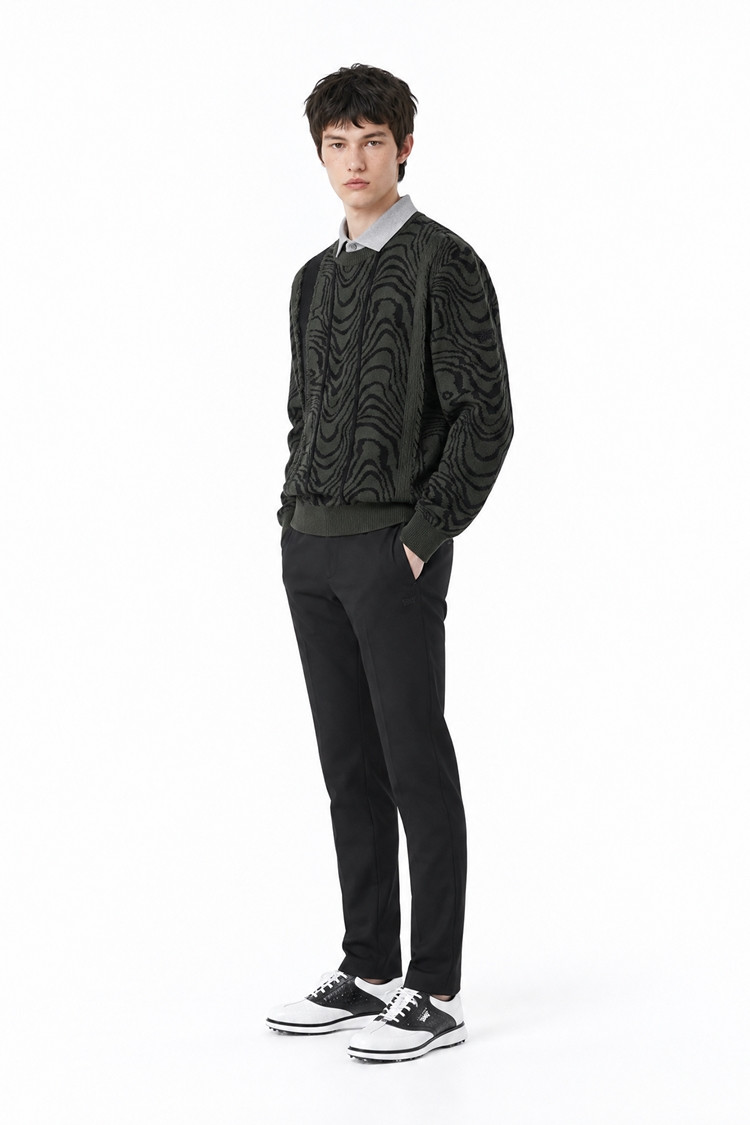 MEN DAMASCUS ROUND NECK SWEATER PKFCM410651 KHAKI 상품 이미지 1
