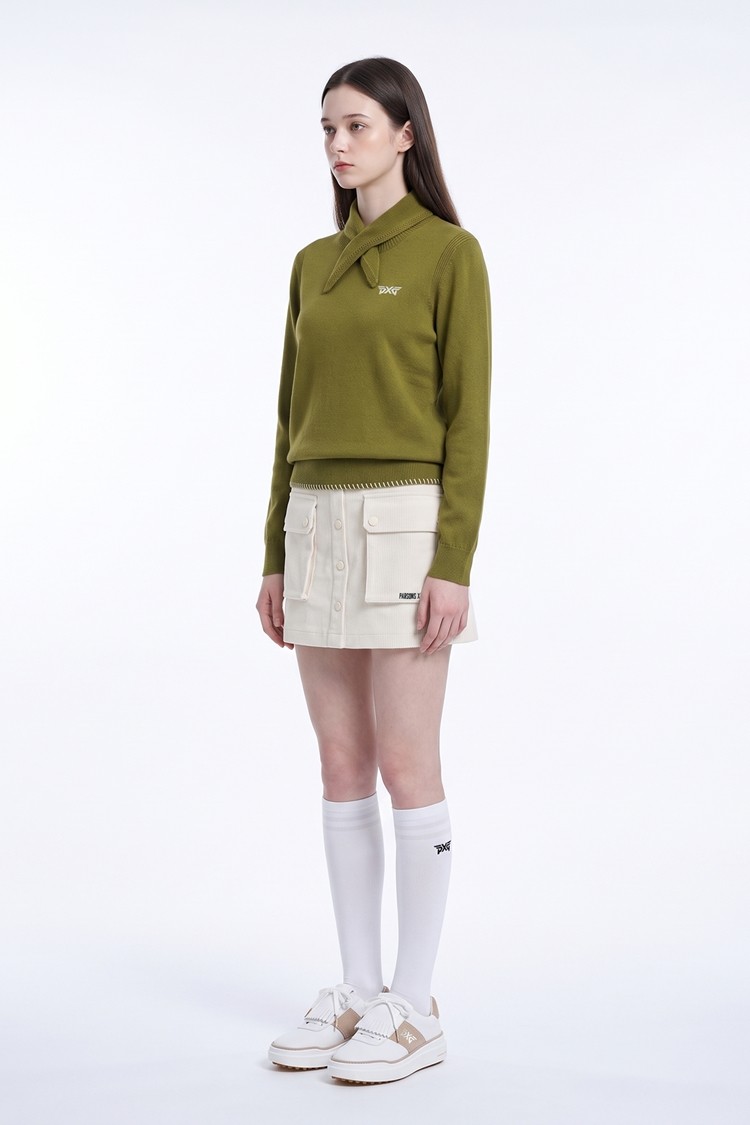 WOMEN CASHMERE SWEATER PKFCW410908 MOSS GREEN 상품 이미지 1