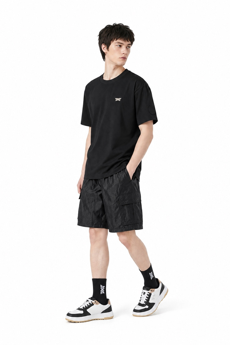 MEN LOGO ROUND SHORT SLEEVE PKFPM120121 BLACK 상품 이미지 1