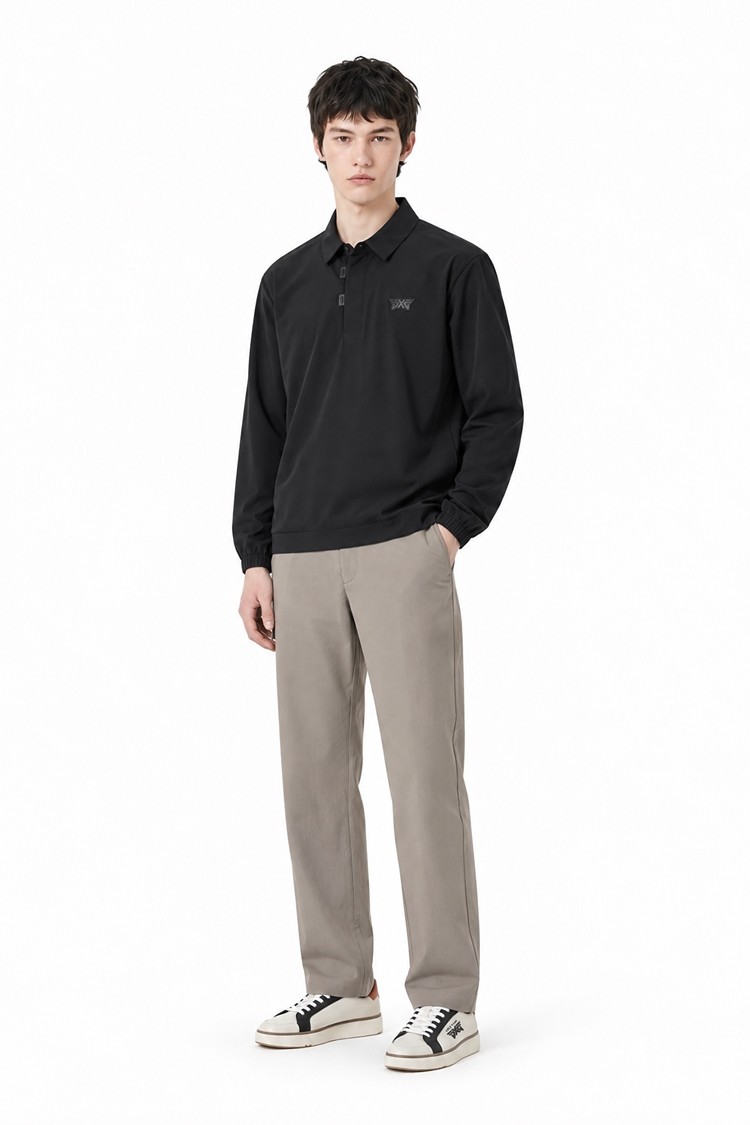 MEN WOVEN COLLAR LONG SLEEVE PKFPM210721 BLACK 상품 이미지4