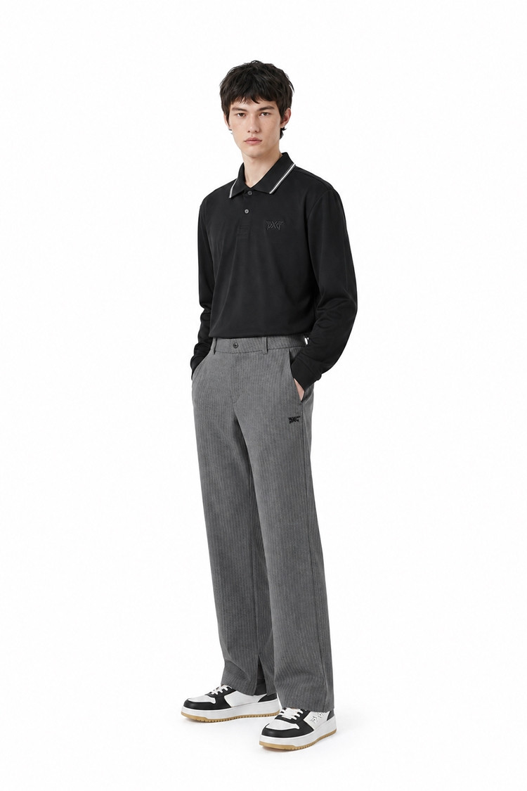 MEN KNITTED NECK COLLAR LONG SLEEVE PKFPM210921 BLACK 상품 이미지 1